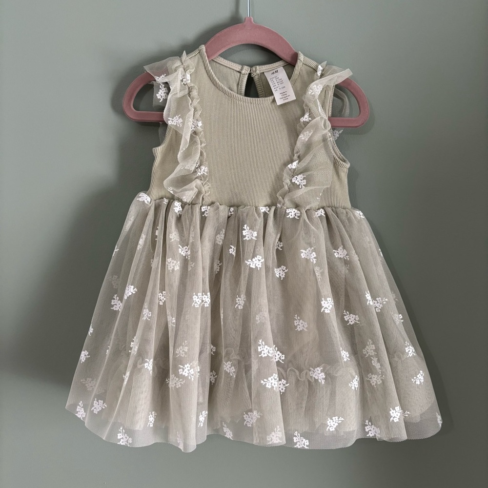 H&M Cream Kids Dress with White Floral Accents